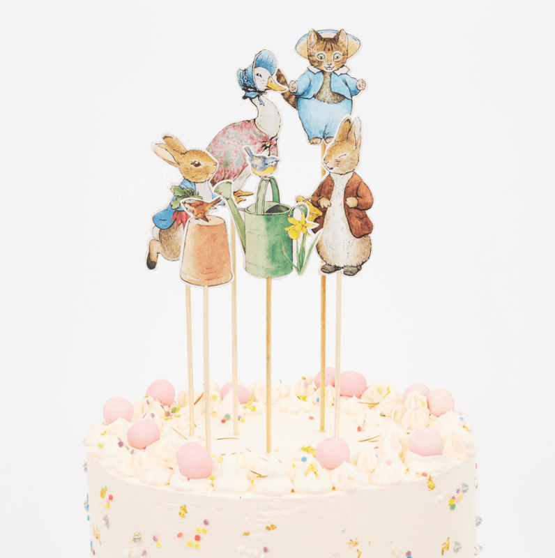 Meri Meri Kaketopp-sett - Petter Kanin og venner, 6 stk.