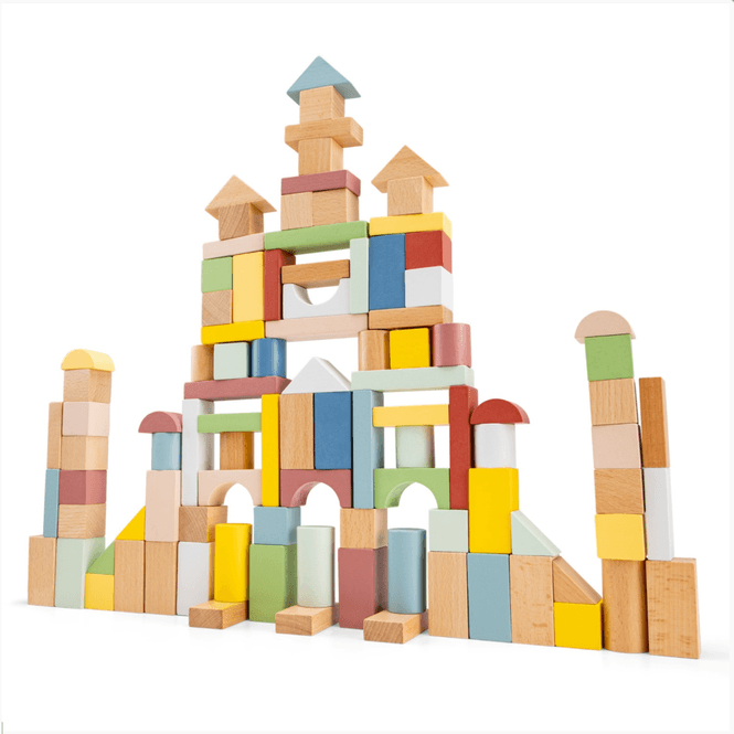 Hovedbilde New Classic Toys Byggeklosser i tre 100 deler,  Pastellfarger